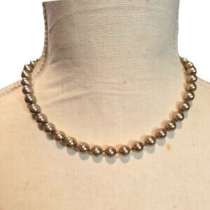 Necklace Golden Brown Beaded 8mm Choker Hook Clasp 14" Single Strand SKU2919